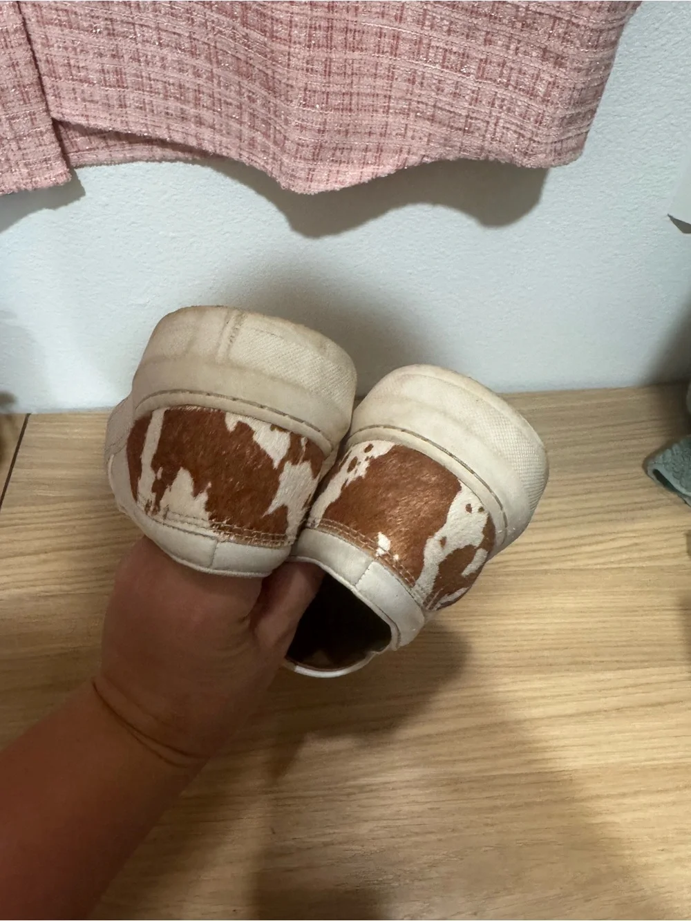 Vionic Cowhide Print Slip-On Sneakers in White and Brown